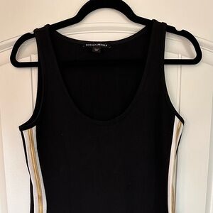 Boston Proper Black Dress with Gold and Cream Accents